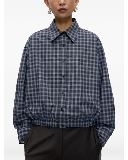 Cordera Blue Checked Elasticated-Hem Shirt