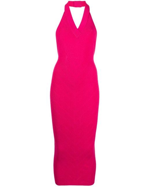 Balmain Pink Chevron-knit Maxi Dress