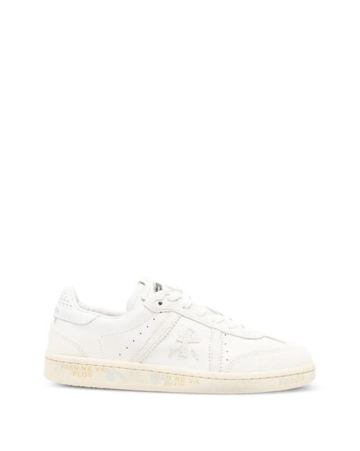 Premiata White Perforated Leather Sneakers