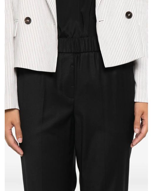 Peserico Black Elastic-Waist Trousers