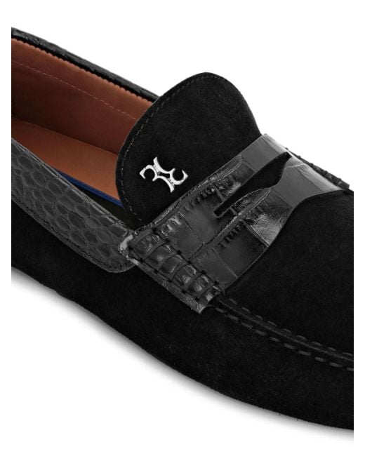 Billionaire Wildleder-Loafer mit Kroko-Detail in Black für Herren