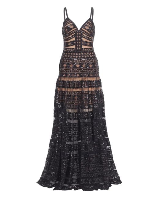 Elie Saab Blue Tulle Embroidered Dress