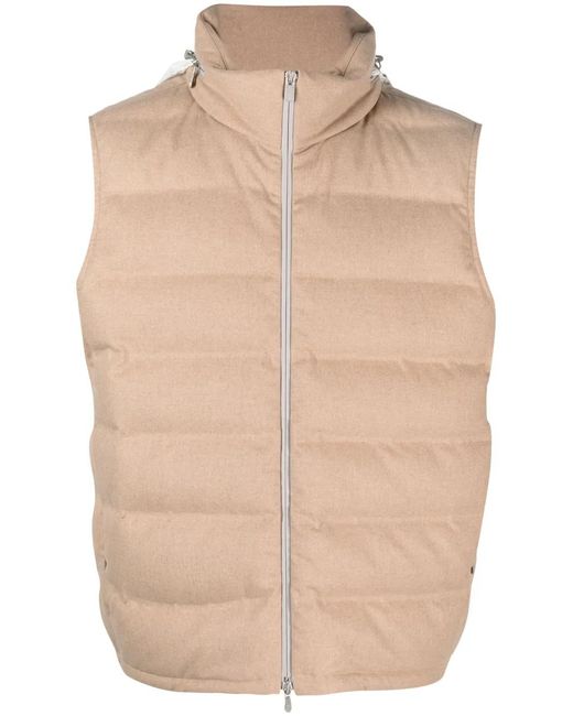 Brunello Cucinelli Natural Zip-Up Padded Gilet for men