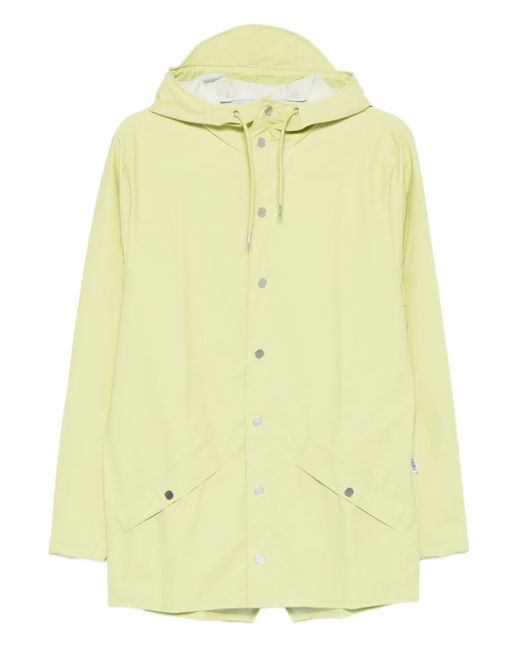 Rains Yellow Hooded Button-Fastening Jacket