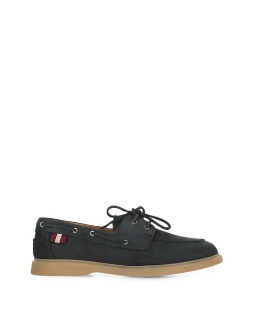 Bally Blue Lace-Up Leather Loafers