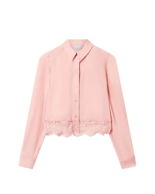 Stella McCartney Pink Lace-Trim Cropped Blouse