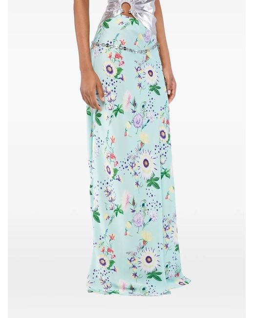 Rabanne Green Floral Chain Skirt