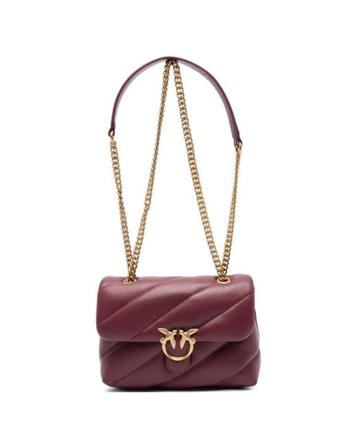 Pinko Purple Mini Love Puff Quilted Shoulder Bag