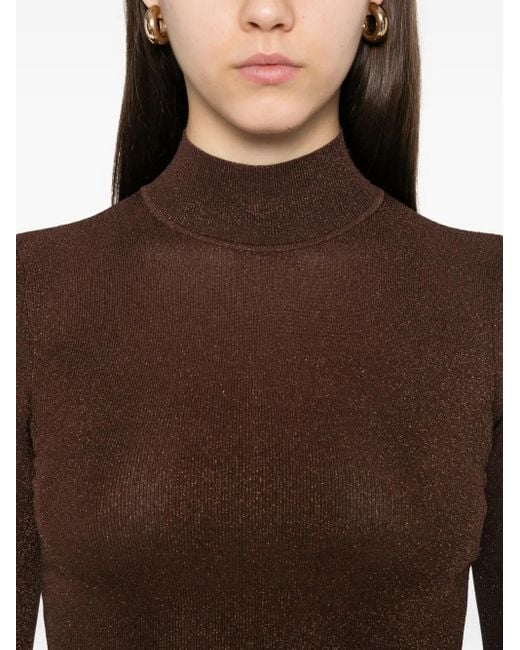 Self-Portrait Brown High-Neck Top