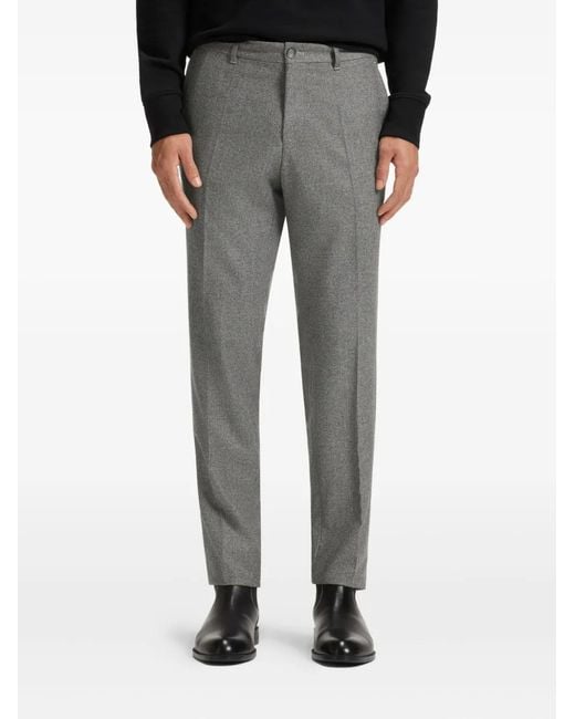 Boss Gray Herringbone Trousers for men