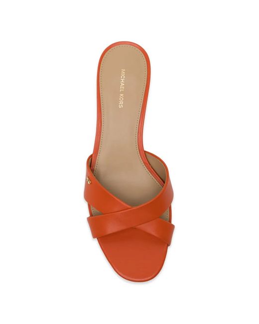 Michael Kors Red 30Mm Logo-Patched Crossover Sandals