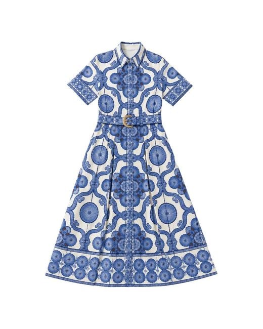 Cara Cara Blue Malena Floral-Print Midi Dress
