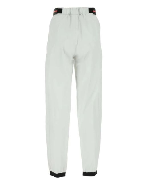 Prada Gray Elastic-Waistband Straight-Leg Trousers