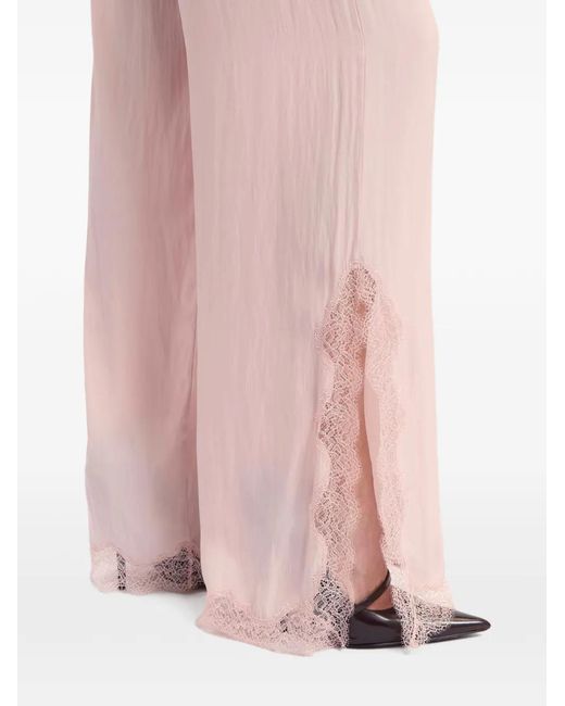 16Arlington Pink Ricci Lace-Trim Trousers