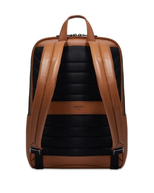 Lancel Brown Logo-Print Leather Backpack for men