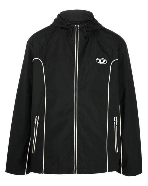 DIESEL Black Windbreaker Jackets for men