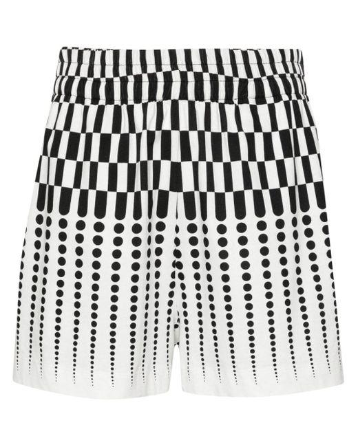 Dries Van Noten Black Geometric-print Organic-cotton Shorts