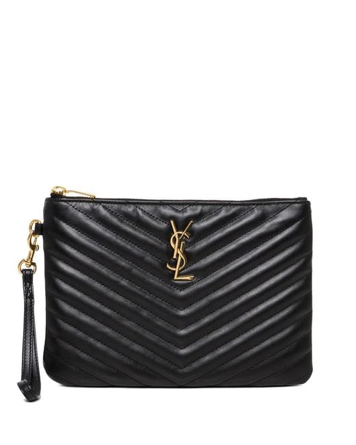 Saint Laurent Black Cassandre Matelassé A5 Pouch