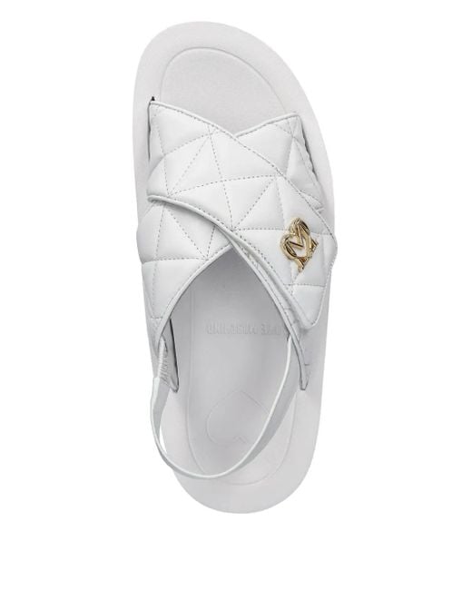 Love Moschino White Gesteppte Sandalen