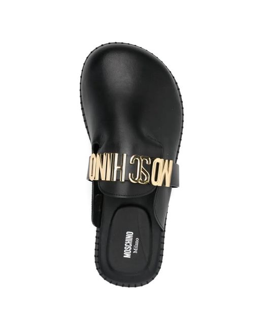 Mules Con Applicazione Logo di Moschino in Black da Uomo