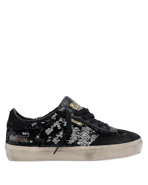 Golden Goose Deluxe Brand Black Sequin-Embellished Round-Toe Sneakers