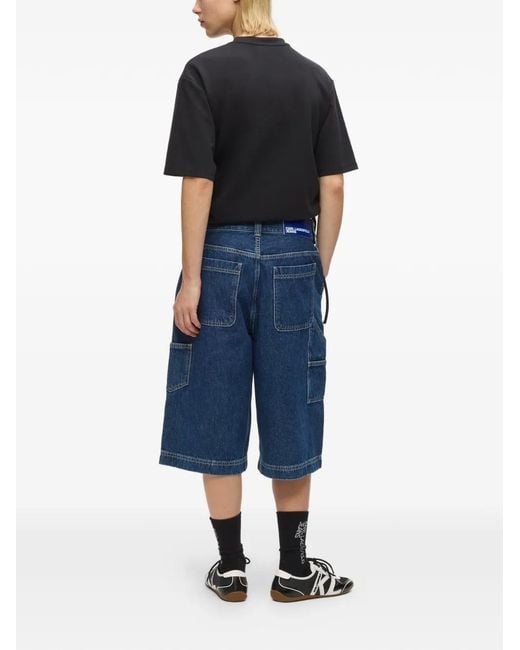 Karl Lagerfeld Blue Patch-Pocket Denim Shorts