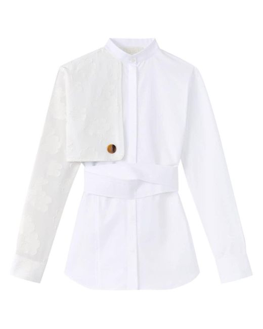 D'Estree White Hans Jacquard Cotton Shirt