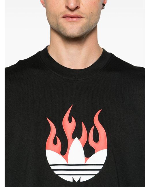 Adidas Flames T-Shirt aus Baumwolle in Black für Herren