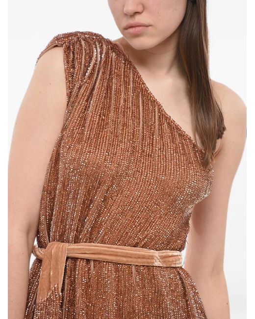 retroféte Natural Ella Sequin-Embellished One-Shoulder Mini Dress