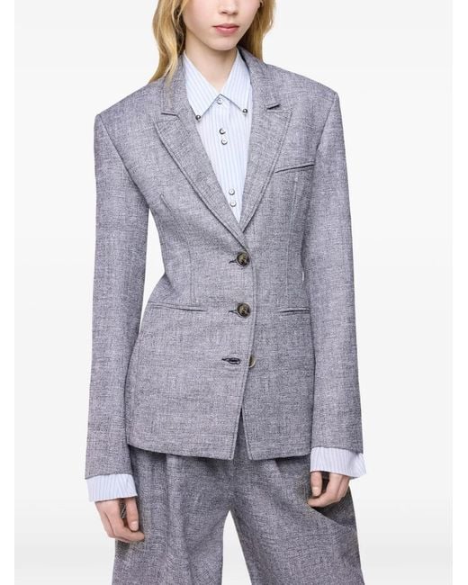 Rabanne Blue Tailored Jewel-Button Blazer