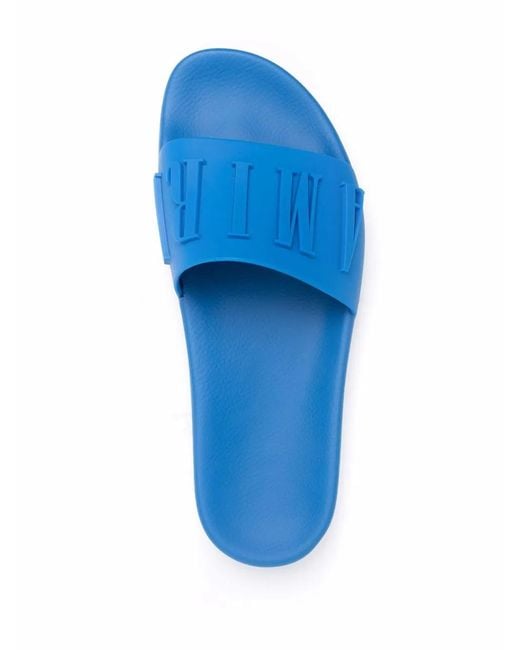 Amiri Blue Logo-Embossed Open-Toe Slides for men