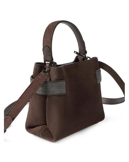 Brunello Cucinelli Brown Essence Small Top-Handle Bag