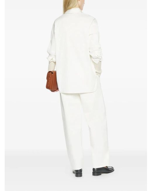 Maison Kitsuné White Tonal-Striped Cotton Shirt