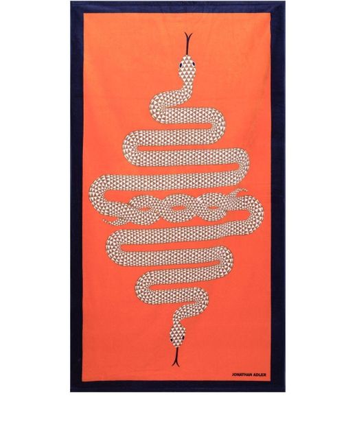 Jonathan Adler Orange Badetuch mit Schlangen-Print