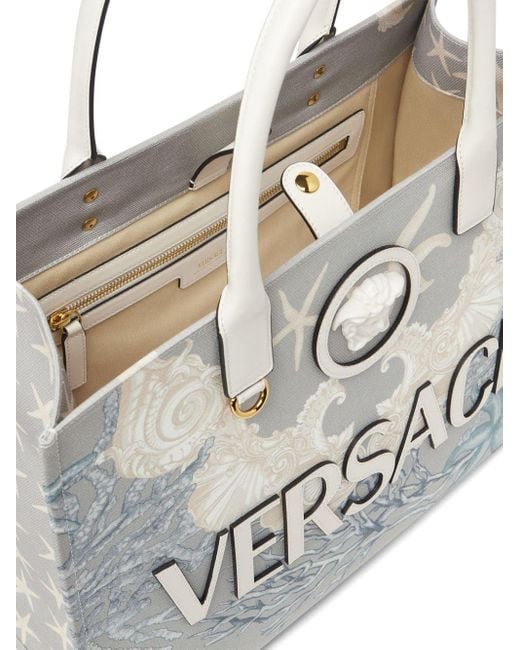 Versace Gray La Medusa Canvas Tote Bag