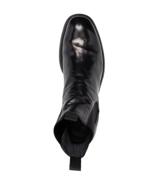 Officine Creative Black Chronic Patent Ankle Boots for men
