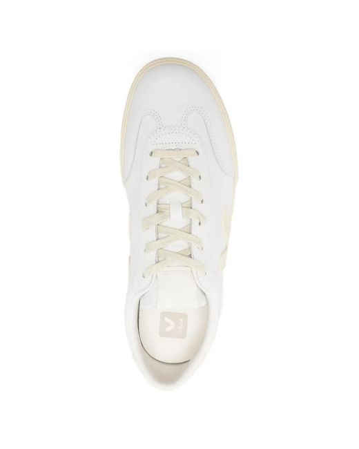 Veja White Volley Logo-Detail Sneakers