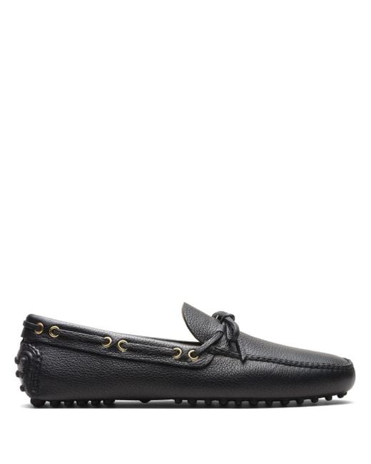 Car Shoe Black Lace-up Leather Boat Shoes for men