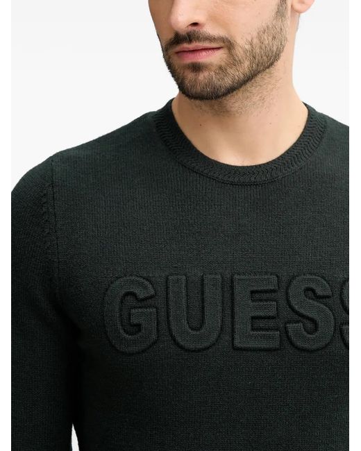 Guess Black Logo Crew-Neck Sweater for men