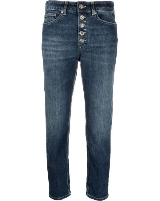 Dondup Blue Bleach-Effect High-Waisted Jeans