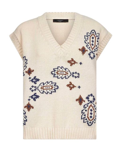Jersey con cuello en V Weekend by Maxmara de color Natural