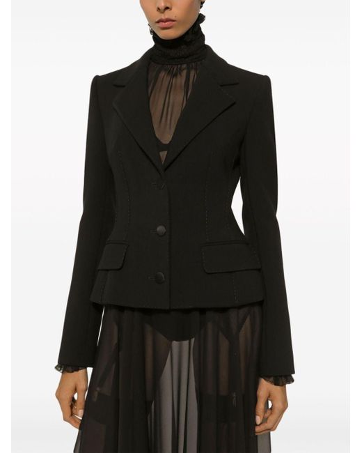Blazer en laine vierge mélangée Dolce & Gabbana en coloris Black