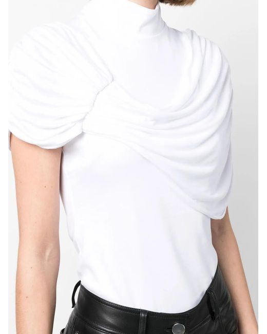 Viktor & Rolf White Draped Asymmetric Bodysuit