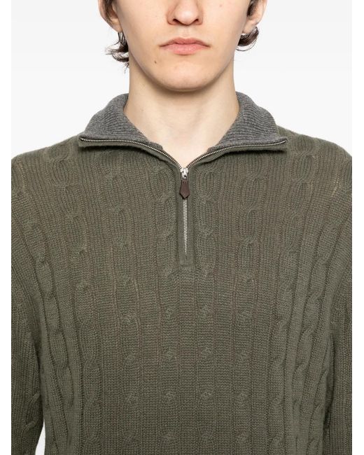 N.Peal Cashmere Green Albemarle Sweater for men