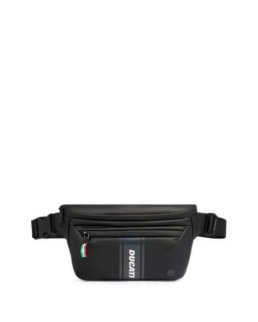 Piquadro Black X Ducati Logo-Print Belt Bag
