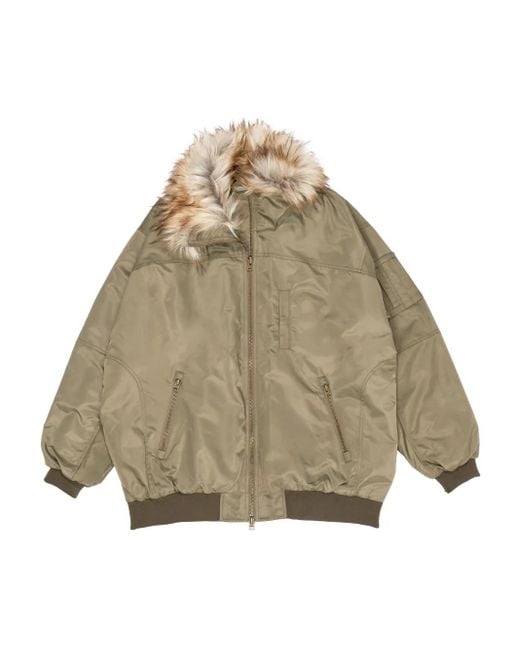 Bimba Y Lola Natural Faux-fur-lined Padded Bomber Jacket