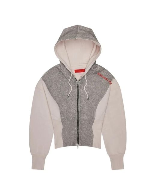 Eckhaus Latta Gray Zip-Up Hoodie