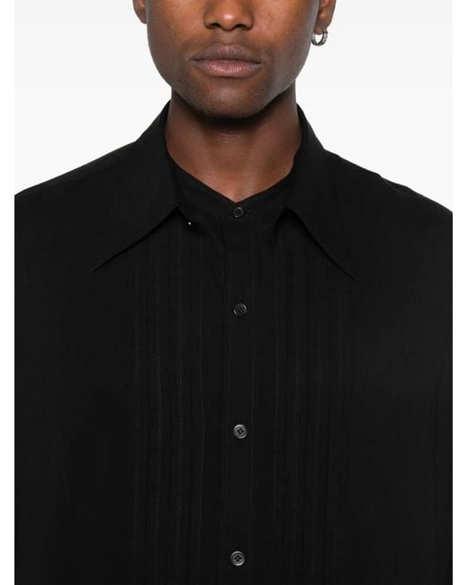 Yohji Yamamoto Black Pleat-Detail Shirt for men