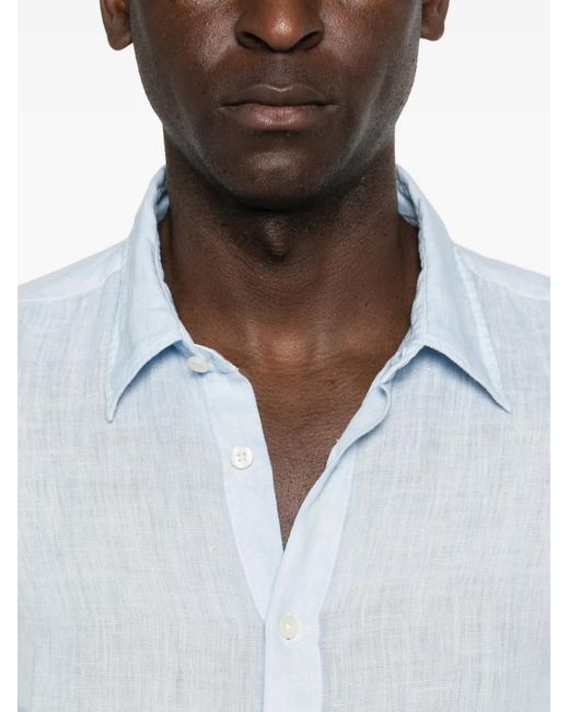 120% Lino Blue Button Shirt for men