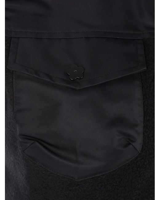 CECILIE BAHNSEN Blue Fleece-Panelled Drawstring Jacket